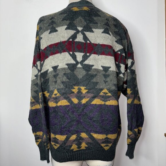 Urban Renewal Knit Cardigan Sweater Aztec Southwester Size L/XL Wool Blend Italy - Picture 2 of 16